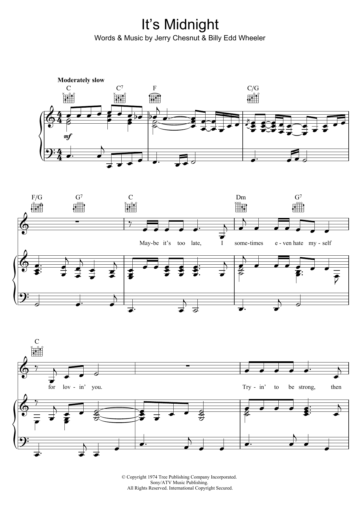 Download Elvis Presley It's Midnight Sheet Music and learn how to play Piano, Vocal & Guitar (Right-Hand Melody) PDF digital score in minutes