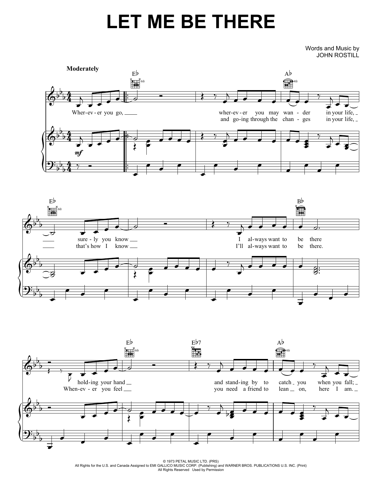 Download Elvis Presley Let Me Be There Sheet Music and learn how to play Piano, Vocal & Guitar Chords (Right-Hand Melody) PDF digital score in minutes