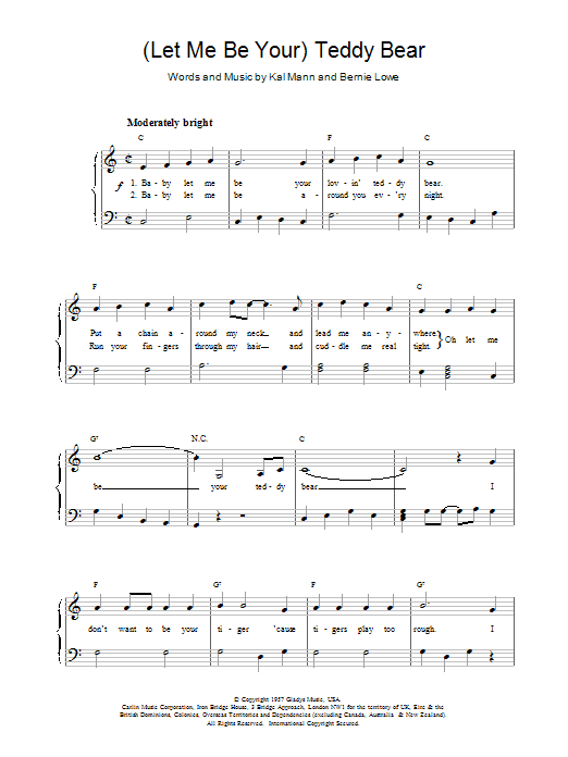 Download Elvis Presley (Let Me Be Your) Teddy Bear Sheet Music and learn how to play Voice PDF digital score in minutes