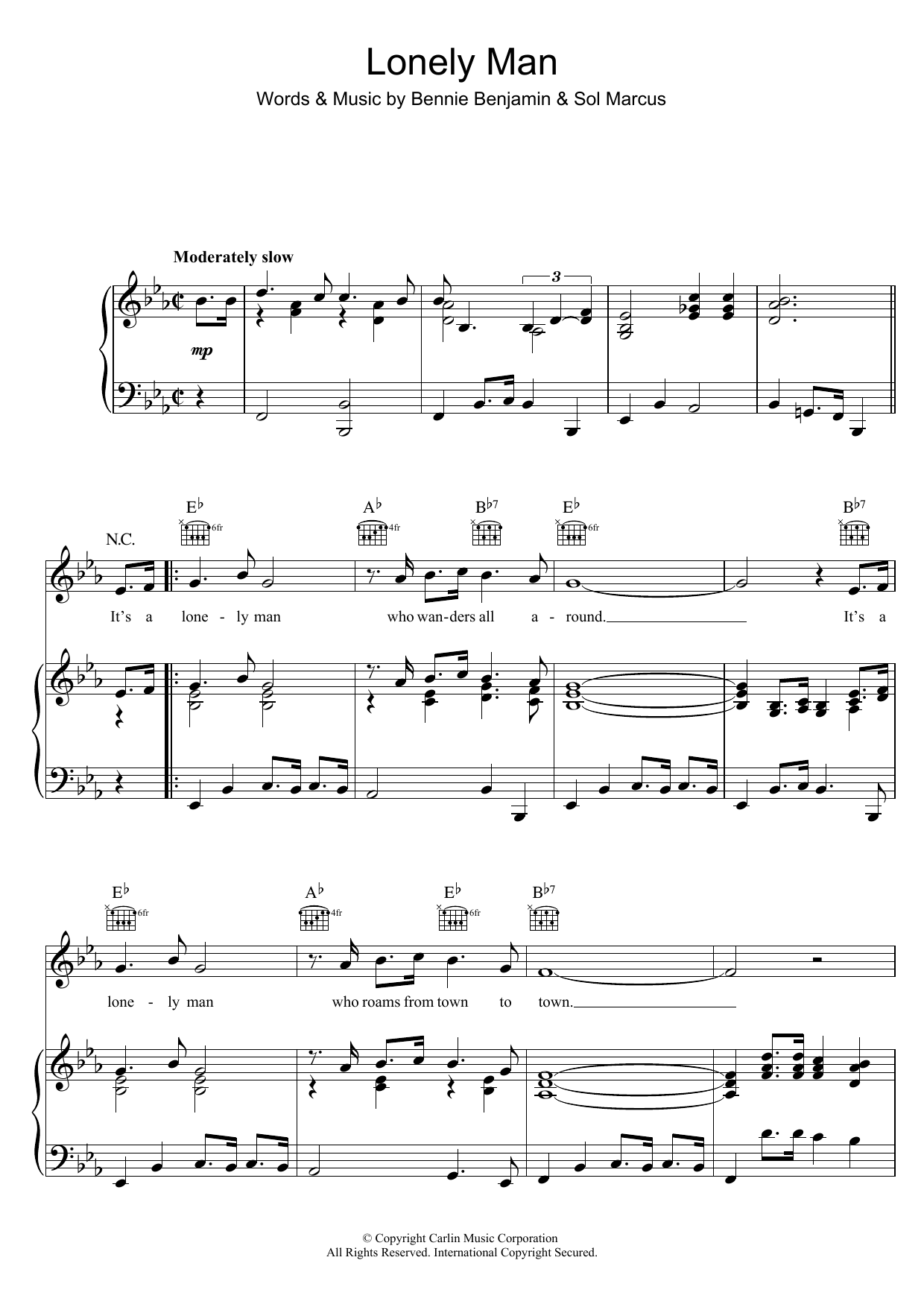 Download Elvis Presley Lonely Man Sheet Music and learn how to play Piano, Vocal & Guitar (Right-Hand Melody) PDF digital score in minutes