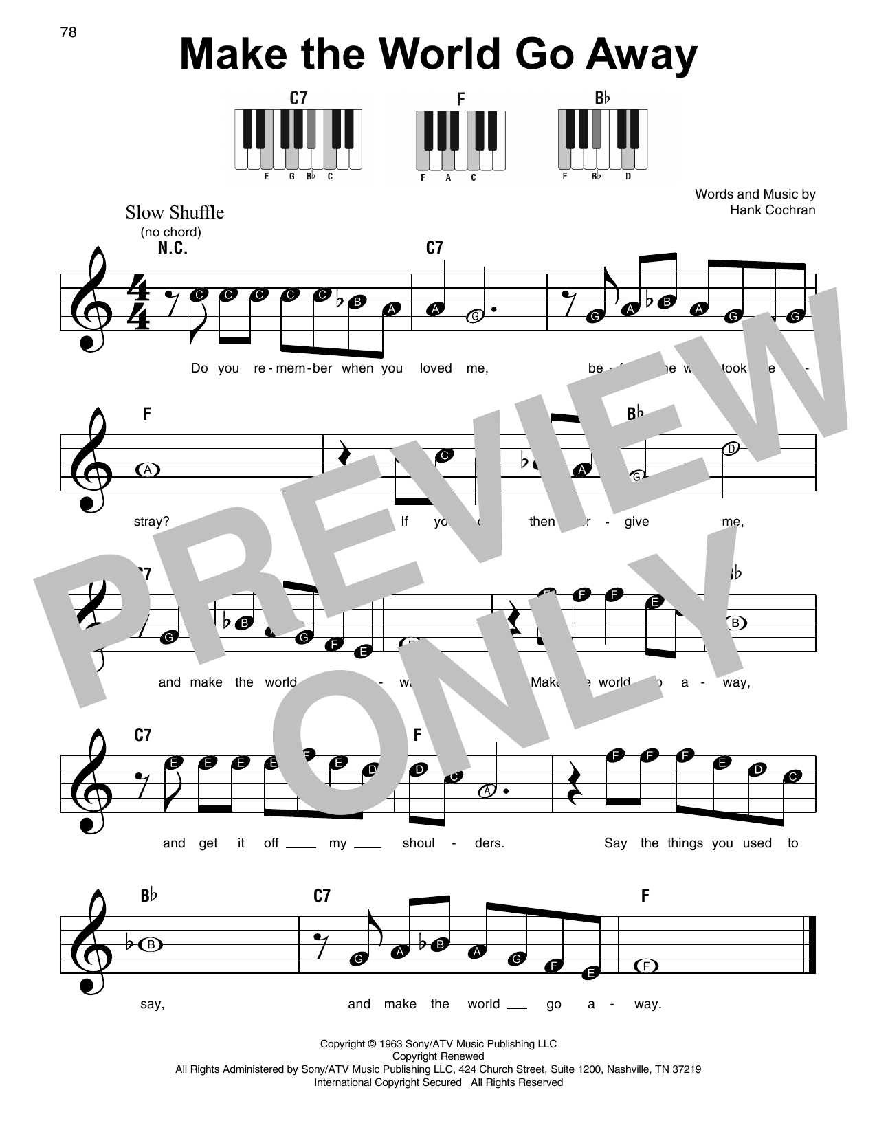 Download Elvis Presley Make The World Go Away Sheet Music and learn how to play Super Easy Piano PDF digital score in minutes
