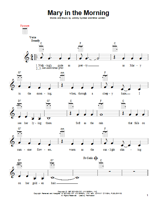 Download Elvis Presley Mary In The Morning Sheet Music and learn how to play Ukulele PDF digital score in minutes