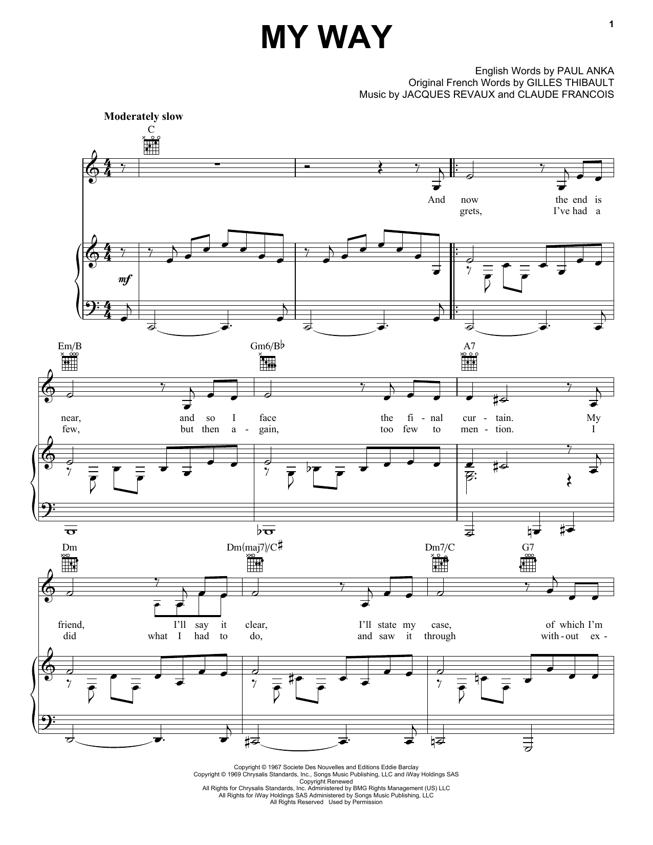 Download Elvis Presley My Way Sheet Music and learn how to play Piano, Vocal & Guitar (Right-Hand Melody) PDF digital score in minutes
