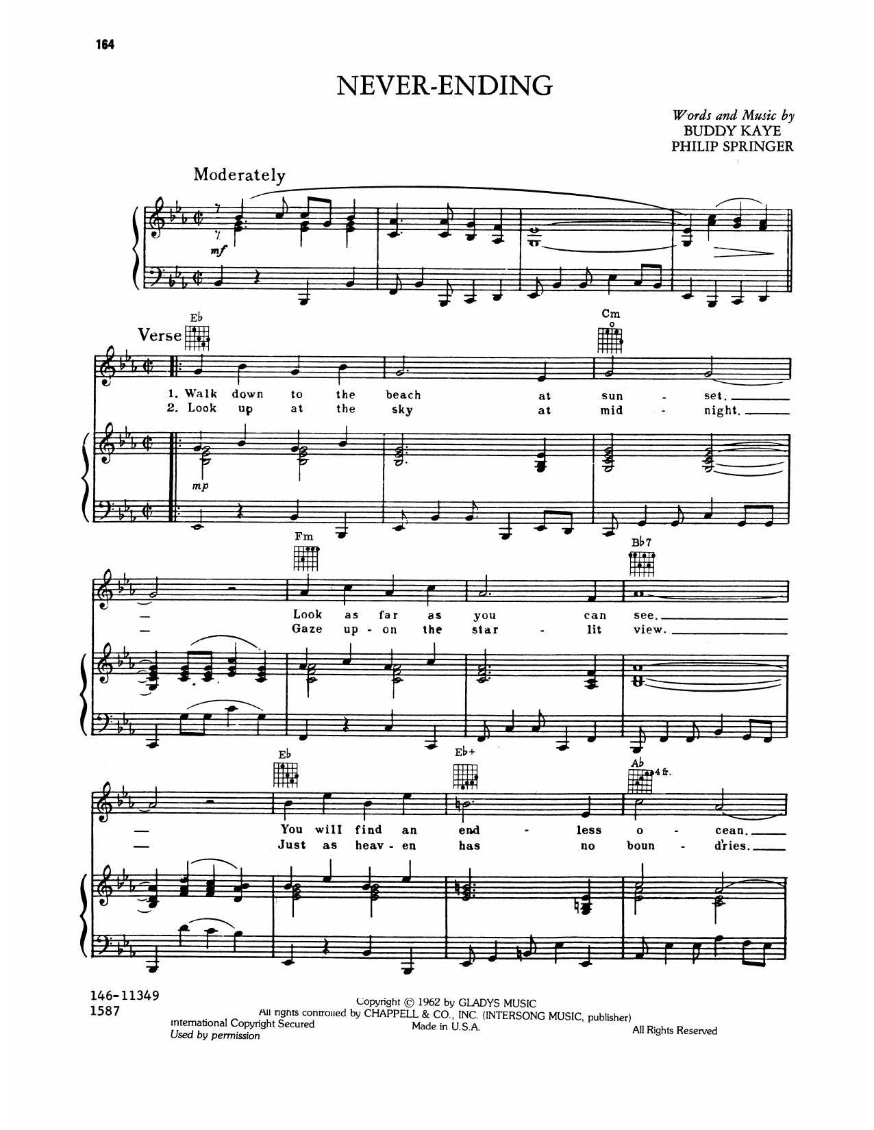 Download Elvis Presley Never Ending Sheet Music and learn how to play Piano, Vocal & Guitar Chords (Right-Hand Melody) PDF digital score in minutes