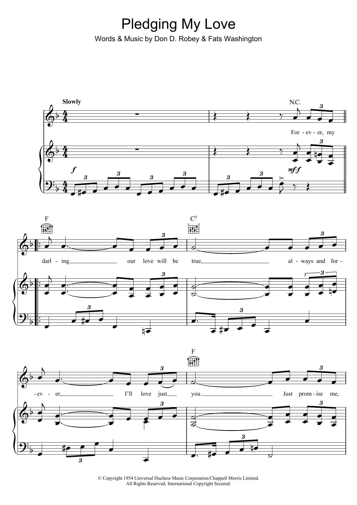 Download Elvis Presley Pledging My Love Sheet Music and learn how to play Piano, Vocal & Guitar (Right-Hand Melody) PDF digital score in minutes
