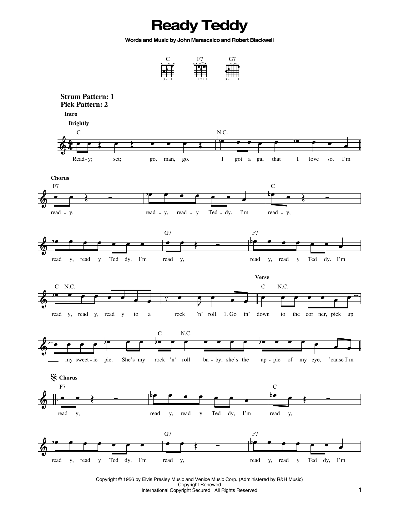 Download Elvis Presley Ready Teddy Sheet Music and learn how to play Easy Guitar PDF digital score in minutes