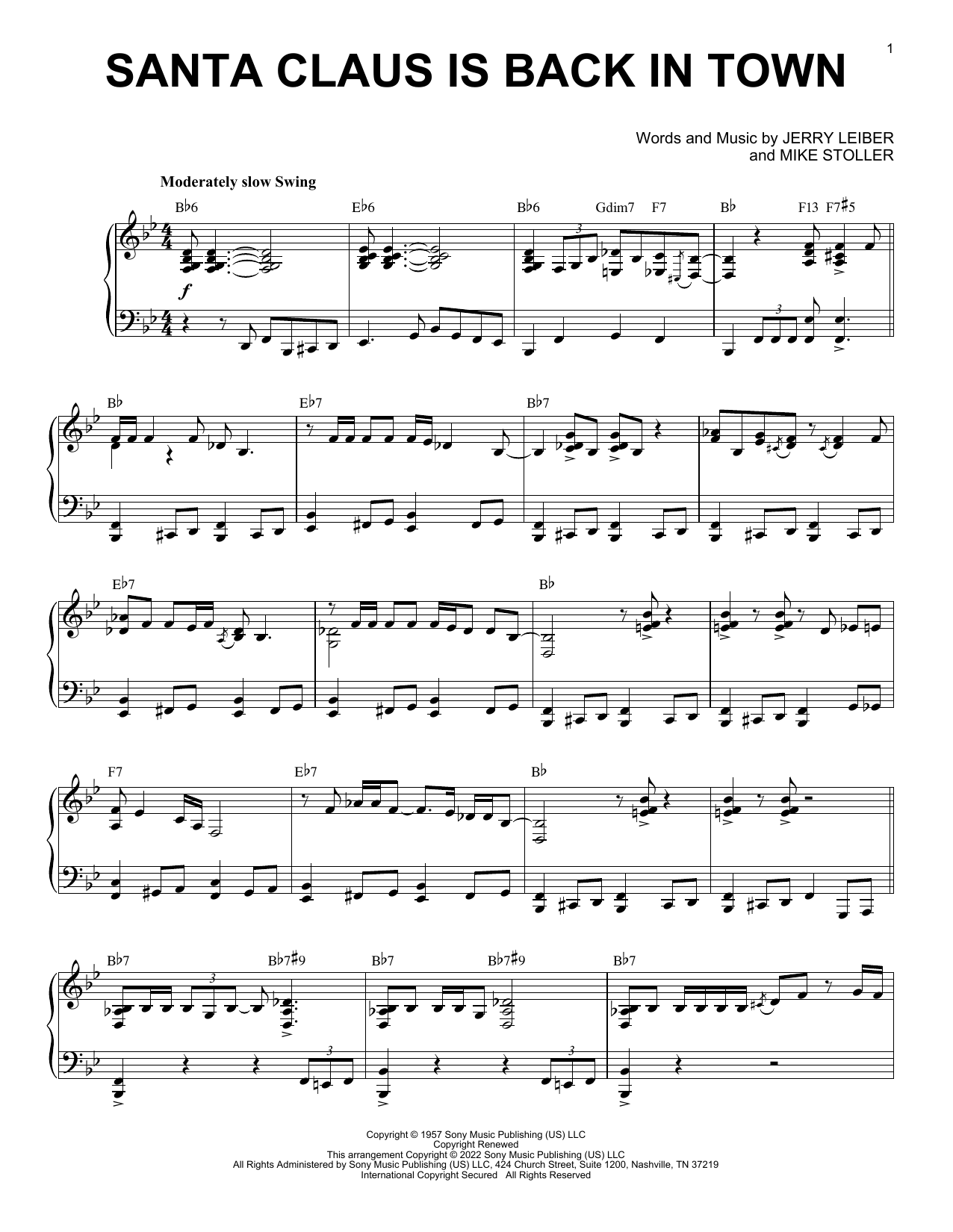 Download Elvis Presley Santa Claus Is Back In Town (arr. Brent Edstrom) Sheet Music and learn how to play Piano Solo PDF digital score in minutes