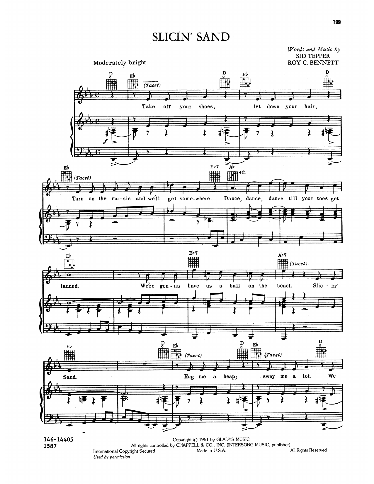 Download Elvis Presley Slicin' Sand Sheet Music and learn how to play Piano, Vocal & Guitar Chords (Right-Hand Melody) PDF digital score in minutes