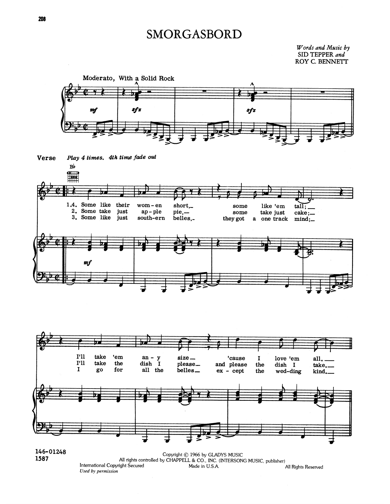 Download Elvis Presley Smorgasbord Sheet Music and learn how to play Piano, Vocal & Guitar Chords (Right-Hand Melody) PDF digital score in minutes