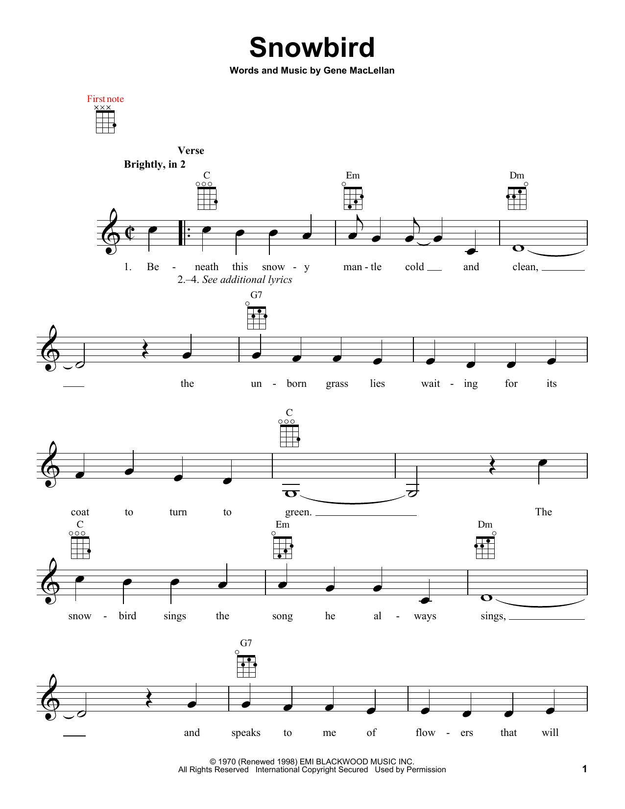Download Elvis Presley Snowbird Sheet Music and learn how to play Real Book – Melody, Lyrics & Chords PDF digital score in minutes
