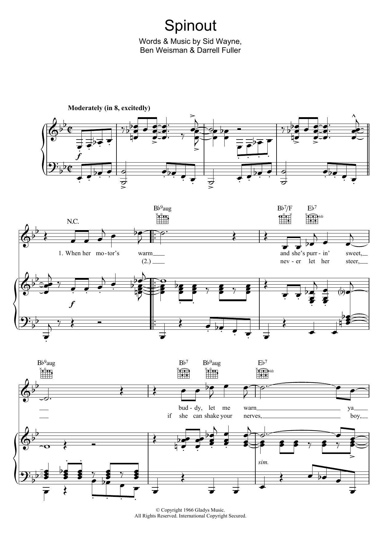 Download Elvis Presley Spinout Sheet Music and learn how to play Easy Guitar PDF digital score in minutes