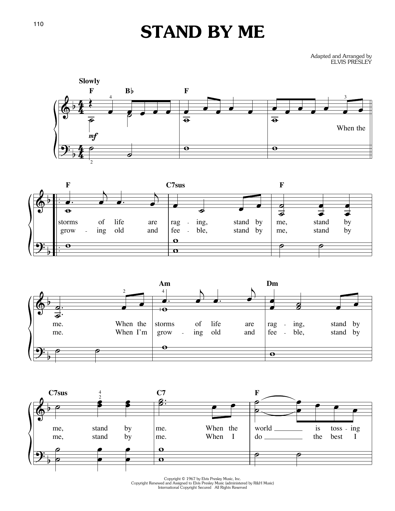 Download Elvis Presley Stand By Me Sheet Music and learn how to play Easy Piano PDF digital score in minutes