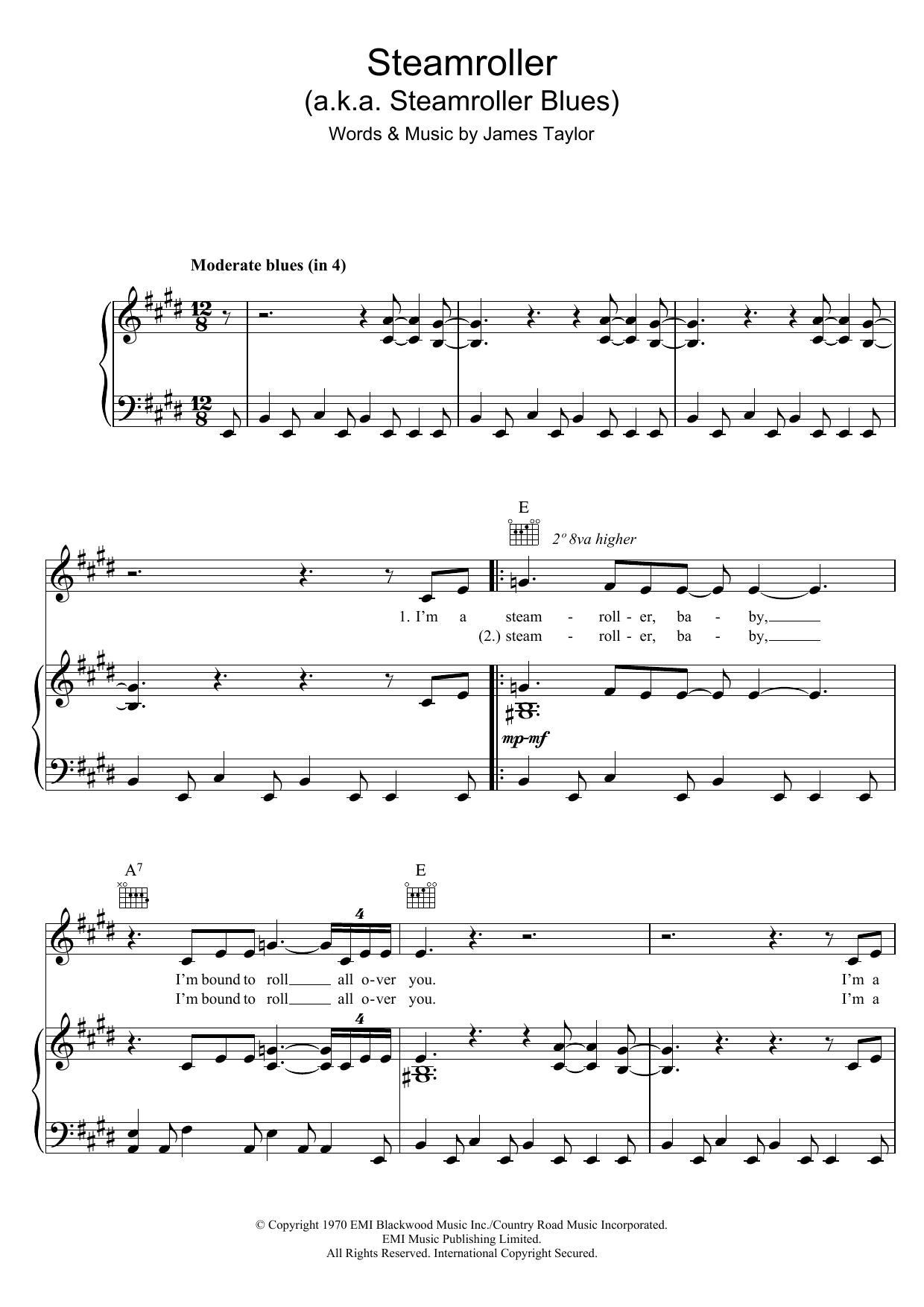 Download Elvis Presley Steamroller Sheet Music and learn how to play Piano, Vocal & Guitar (Right-Hand Melody) PDF digital score in minutes