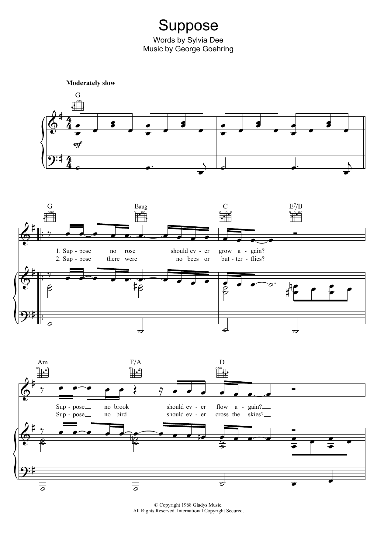 Download Elvis Presley Suppose Sheet Music and learn how to play Piano, Vocal & Guitar (Right-Hand Melody) PDF digital score in minutes