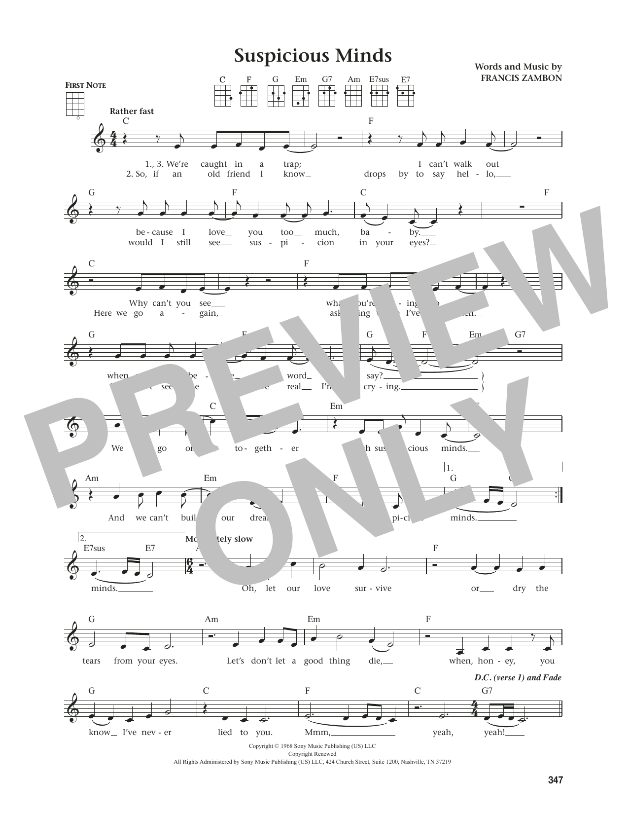 Download Elvis Presley Suspicious Minds (from The Daily Ukulele) (arr. Jim Beloff) Sheet Music and learn how to play Ukulele PDF digital score in minutes