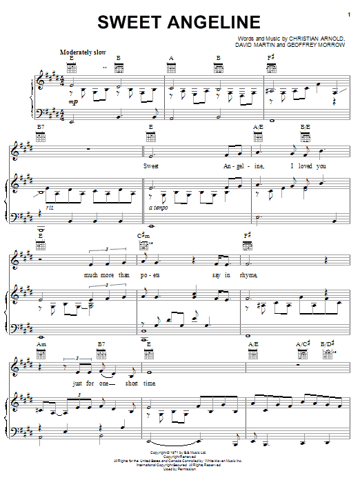 Download Elvis Presley Sweet Angeline Sheet Music and learn how to play Piano, Vocal & Guitar (Right-Hand Melody) PDF digital score in minutes