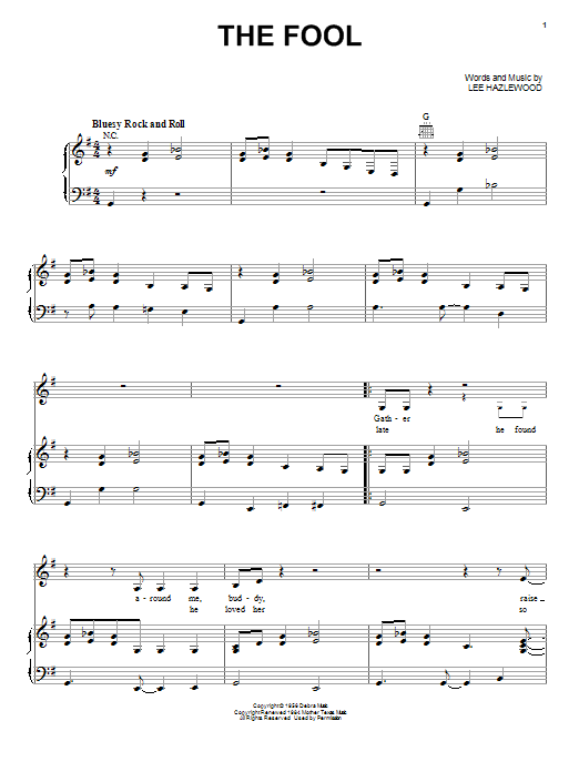 Download Elvis Presley The Fool Sheet Music and learn how to play Piano, Vocal & Guitar (Right-Hand Melody) PDF digital score in minutes