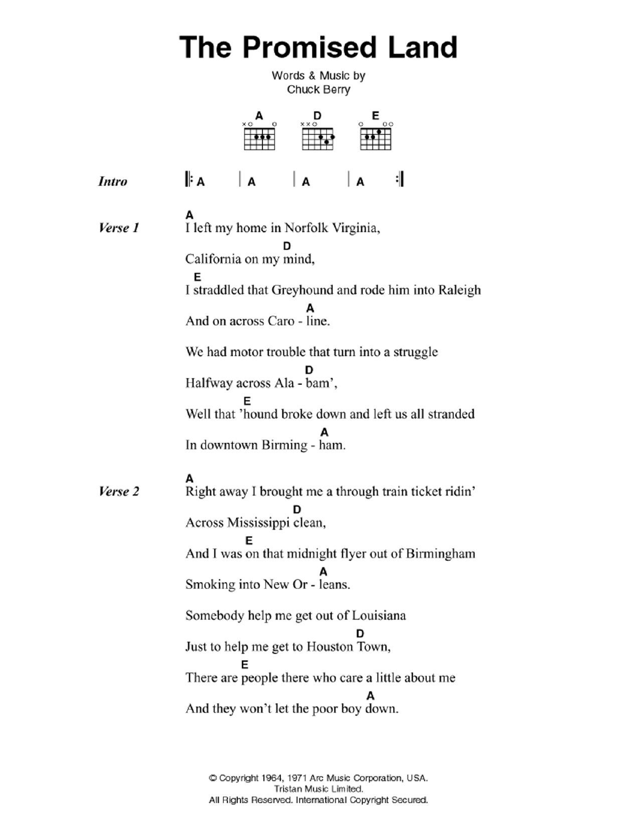 Download Elvis Presley The Promised Land Sheet Music and learn how to play Lyrics & Chords PDF digital score in minutes