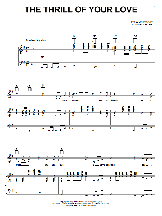 Download Elvis Presley The Thrill Of Your Love Sheet Music and learn how to play Piano, Vocal & Guitar (Right-Hand Melody) PDF digital score in minutes