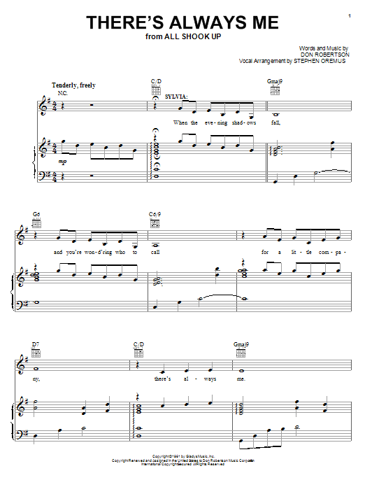Download Elvis Presley There's Always Me Sheet Music and learn how to play Piano, Vocal & Guitar (Right-Hand Melody) PDF digital score in minutes