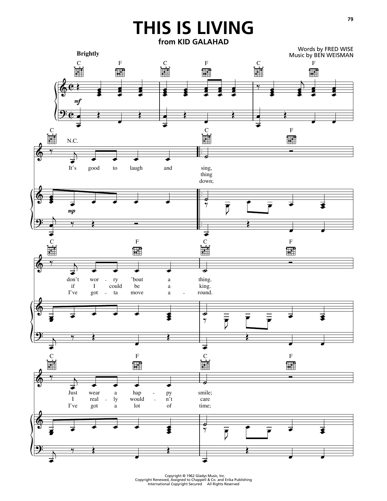 Download Elvis Presley This Is Living Sheet Music and learn how to play Piano, Vocal & Guitar Chords (Right-Hand Melody) PDF digital score in minutes