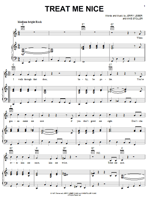 Download Elvis Presley Treat Me Nice Sheet Music and learn how to play Lyrics & Chords PDF digital score in minutes