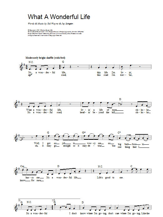 Download Elvis Presley What A Wonderful Life Sheet Music and learn how to play Melody Line, Lyrics & Chords PDF digital score in minutes