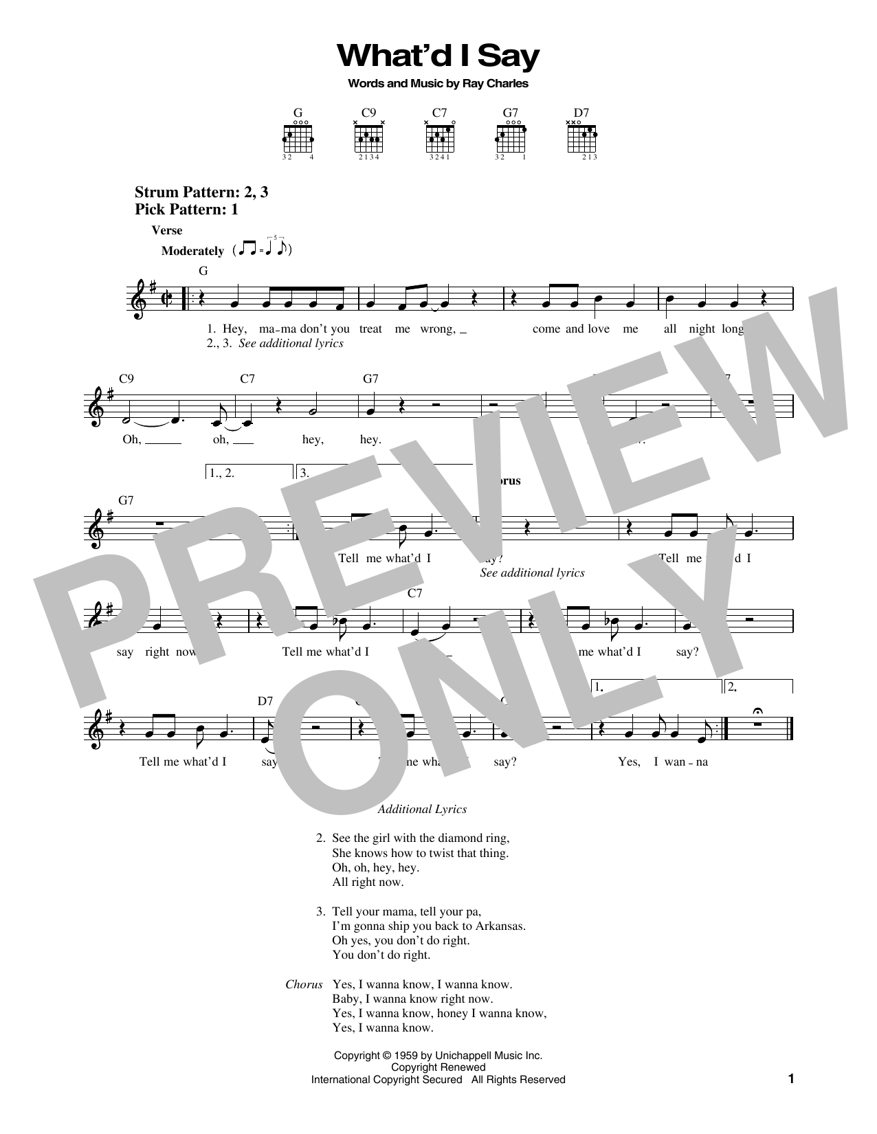 Download Elvis Presley What'd I Say Sheet Music and learn how to play Easy Guitar PDF digital score in minutes