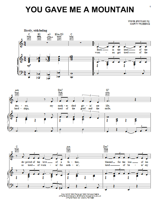 Download Elvis Presley You Gave Me A Mountain Sheet Music and learn how to play Easy Guitar PDF digital score in minutes