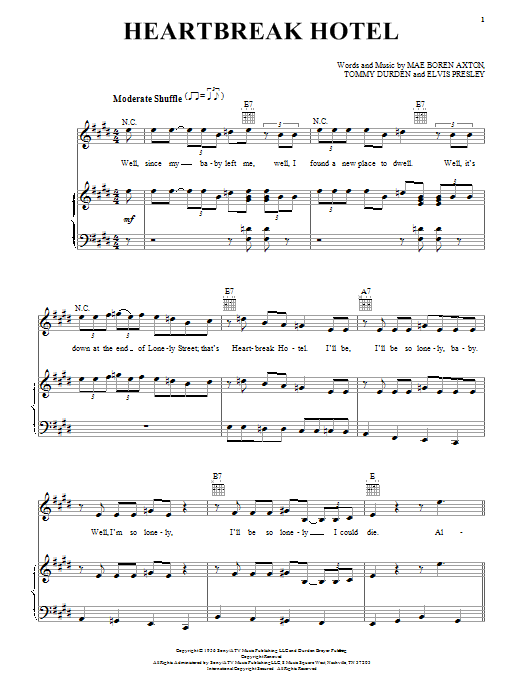 Download Elvis Presley  Sheet Music and learn how to play Piano, Vocal & Guitar (Right-Hand Melody) PDF score in minutes