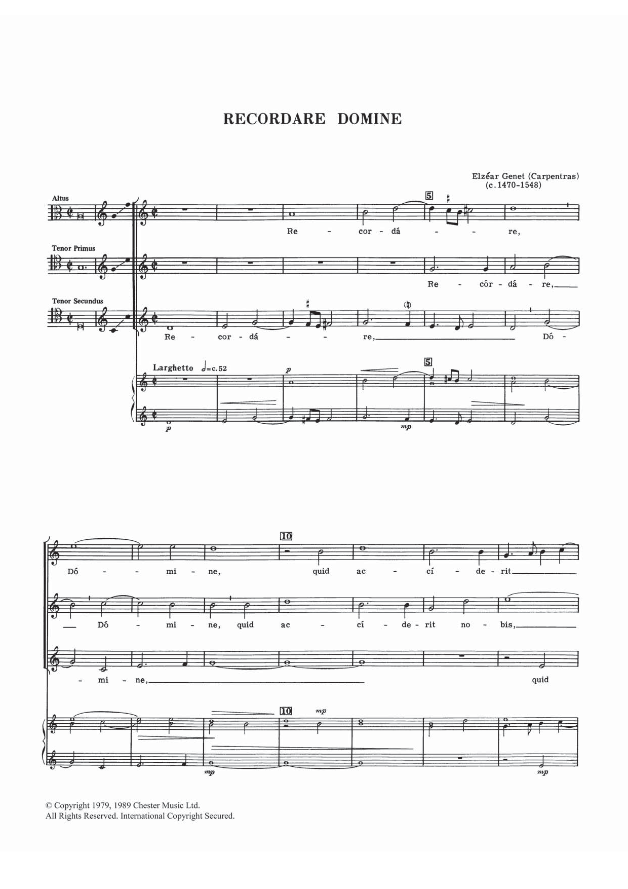 Download Elzear Genet Recordare Domine Sheet Music and learn how to play Choral ATT PDF digital score in minutes