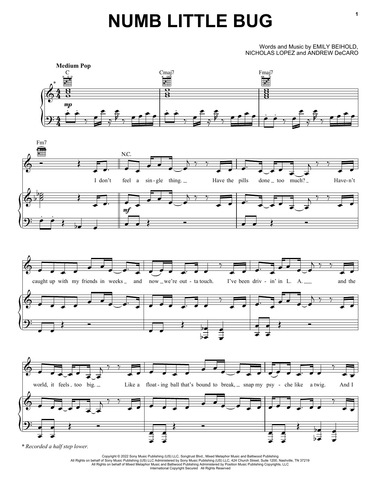 Download Em Beihold Numb Little Bug Sheet Music and learn how to play Ukulele PDF digital score in minutes