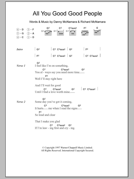 Download Embrace All You Good Good People Sheet Music and learn how to play Lyrics & Chords PDF digital score in minutes