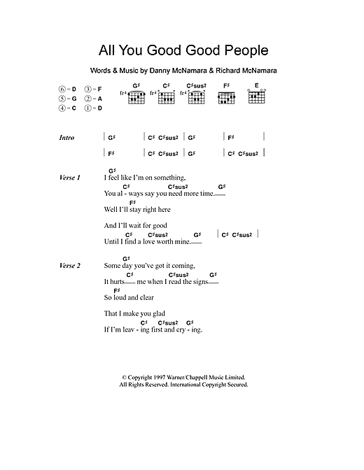 Download Embrace All You Good Good People Sheet Music and learn how to play Lyrics & Chords PDF digital score in minutes