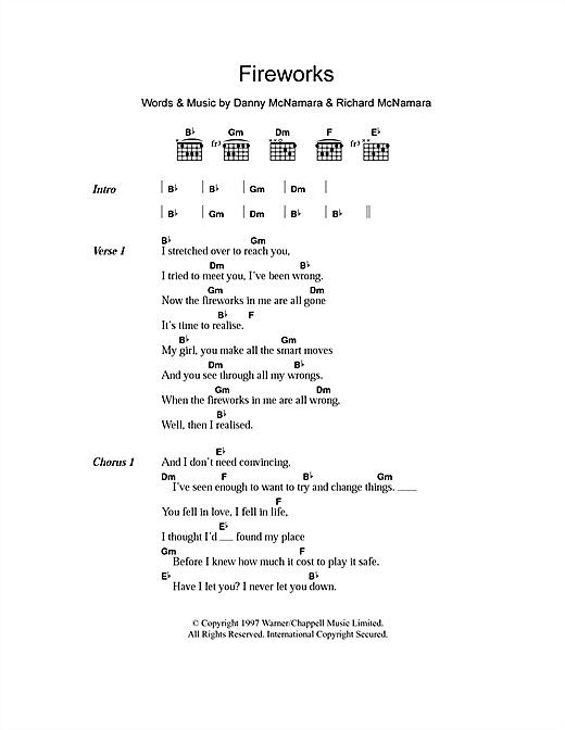 Download Embrace Fireworks Sheet Music and learn how to play Lyrics & Chords PDF digital score in minutes