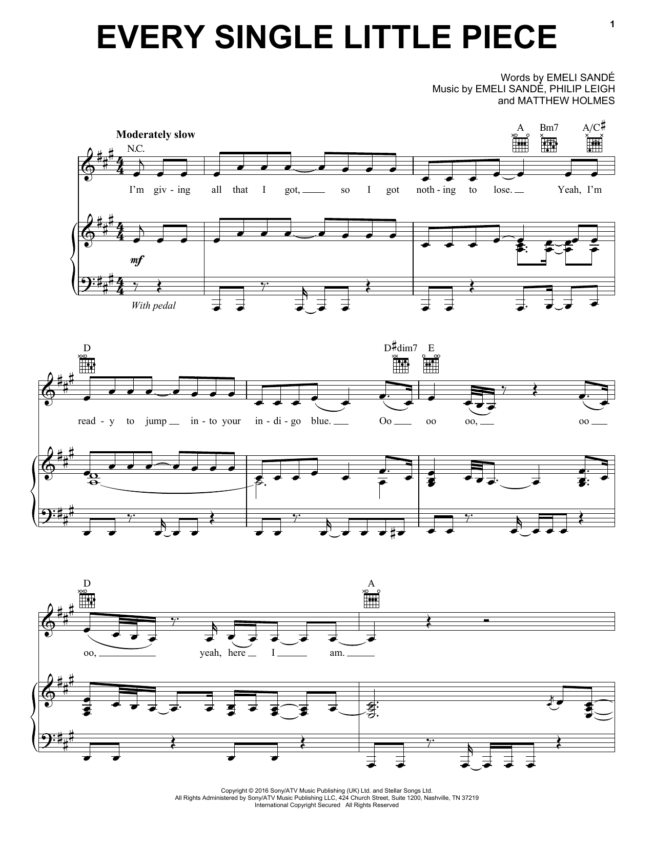 Download Emeli Sande Every Single Little Piece Sheet Music and learn how to play Piano, Vocal & Guitar (Right-Hand Melody) PDF digital score in minutes