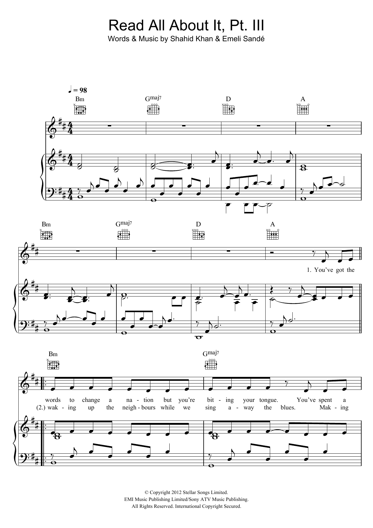 Download Emeli Sandé Read All About It, Part III Sheet Music and learn how to play Keyboard PDF digital score in minutes