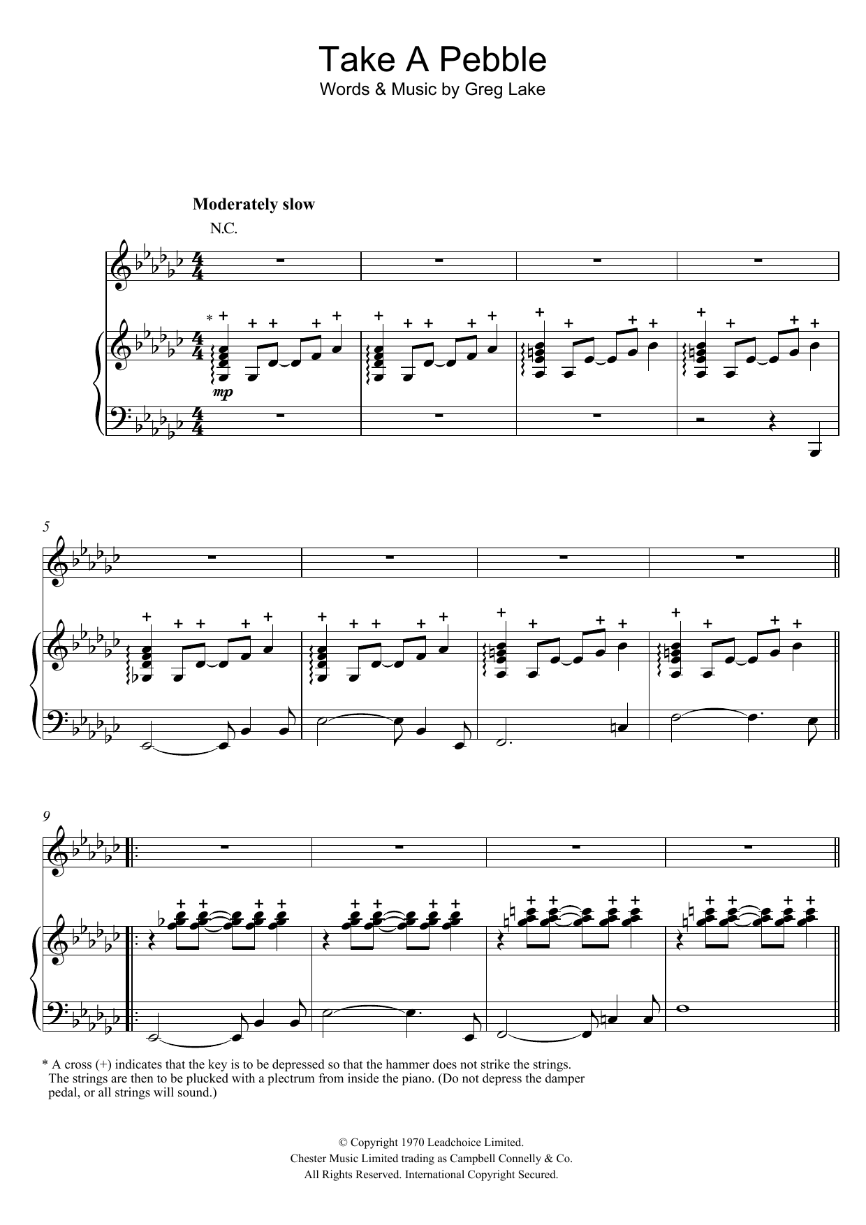 Download Emerson, Lake & Palmer Take A Pebble Sheet Music and learn how to play Piano, Vocal & Guitar (Right-Hand Melody) PDF digital score in minutes