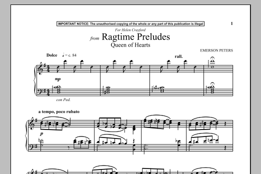 Download Emerson Peters Queen Of Hearts (from Ragtime Preludes) Sheet Music and learn how to play Piano PDF digital score in minutes