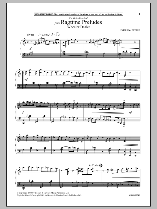 Download Emerson Peters Wheeler Dealer (from Ragtime Preludes) Sheet Music and learn how to play Piano PDF digital score in minutes