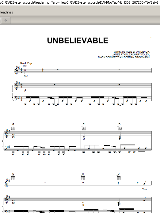 Download EMF Unbelievable Sheet Music and learn how to play Piano, Vocal & Guitar (Right-Hand Melody) PDF digital score in minutes
