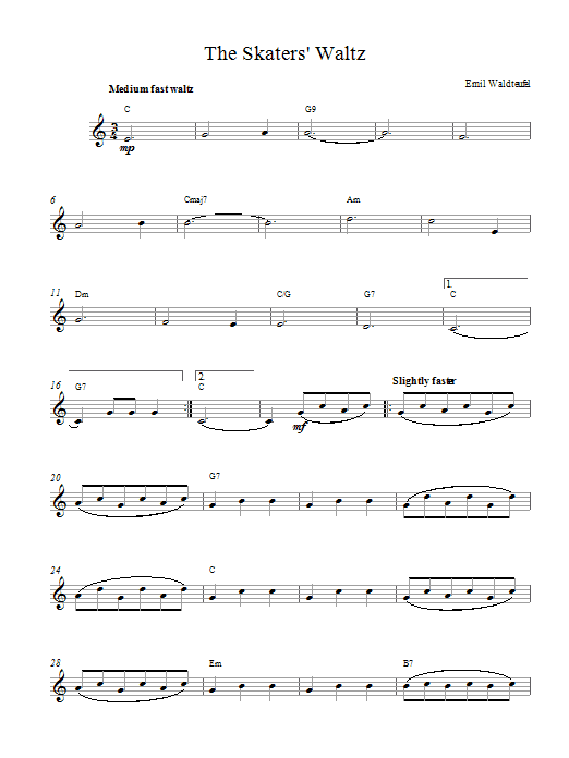 Download Emile Waldteufel The Skaters Waltz Sheet Music and learn how to play Melody Line & Chords PDF digital score in minutes