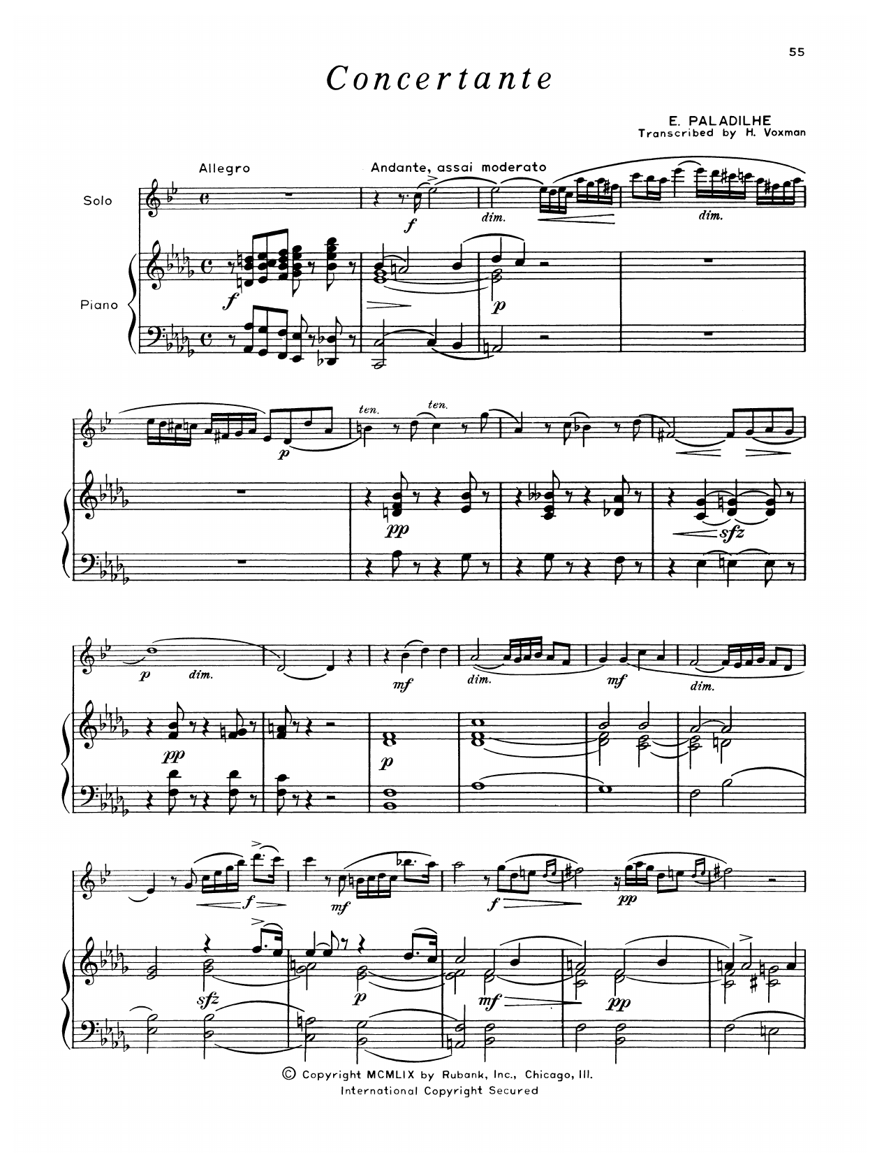 Download Emile Paladilhe Concertante Sheet Music and learn how to play Alto Sax and Piano PDF digital score in minutes