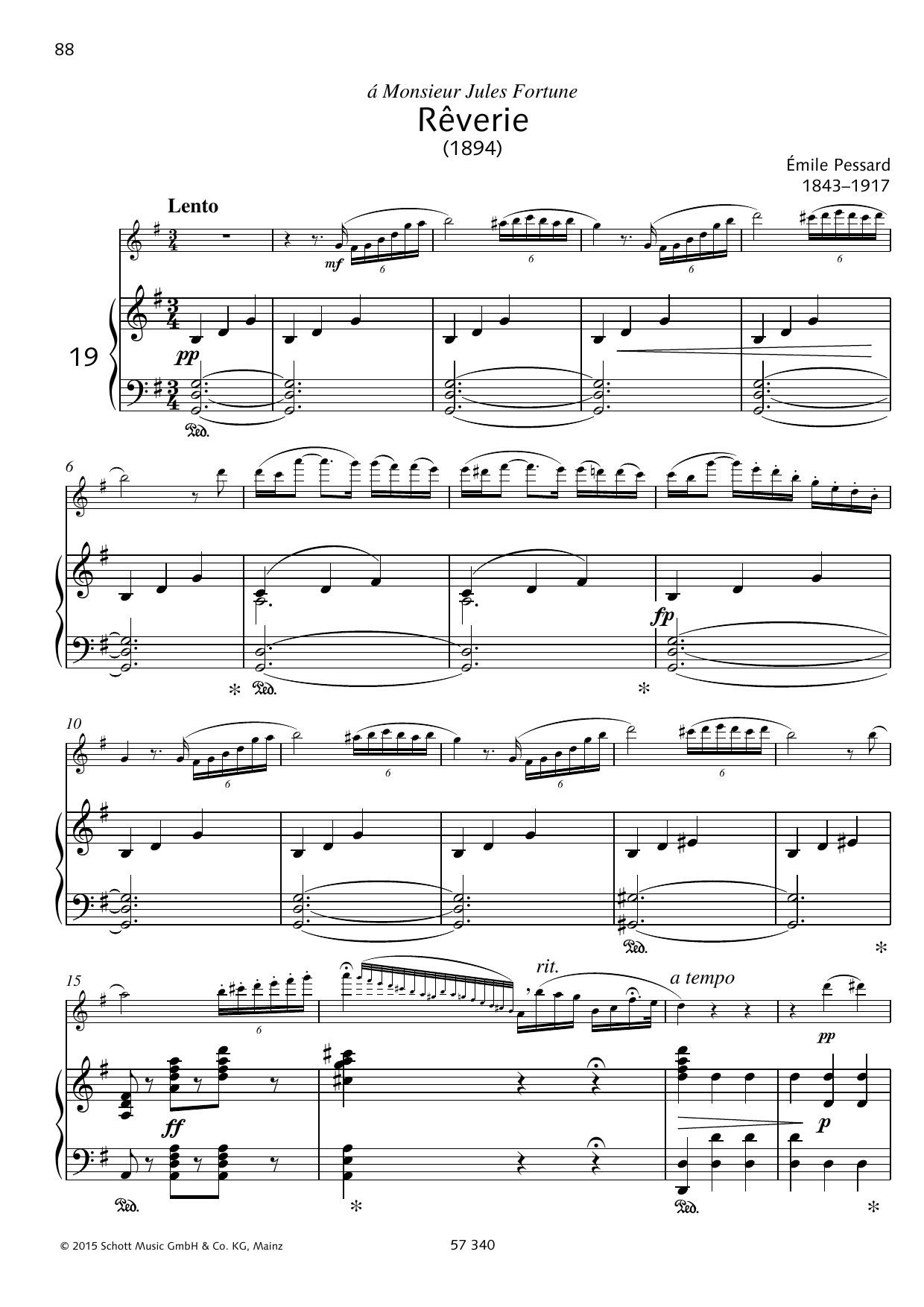 Download Emile Pessard Reverie Sheet Music and learn how to play Woodwind Solo PDF digital score in minutes