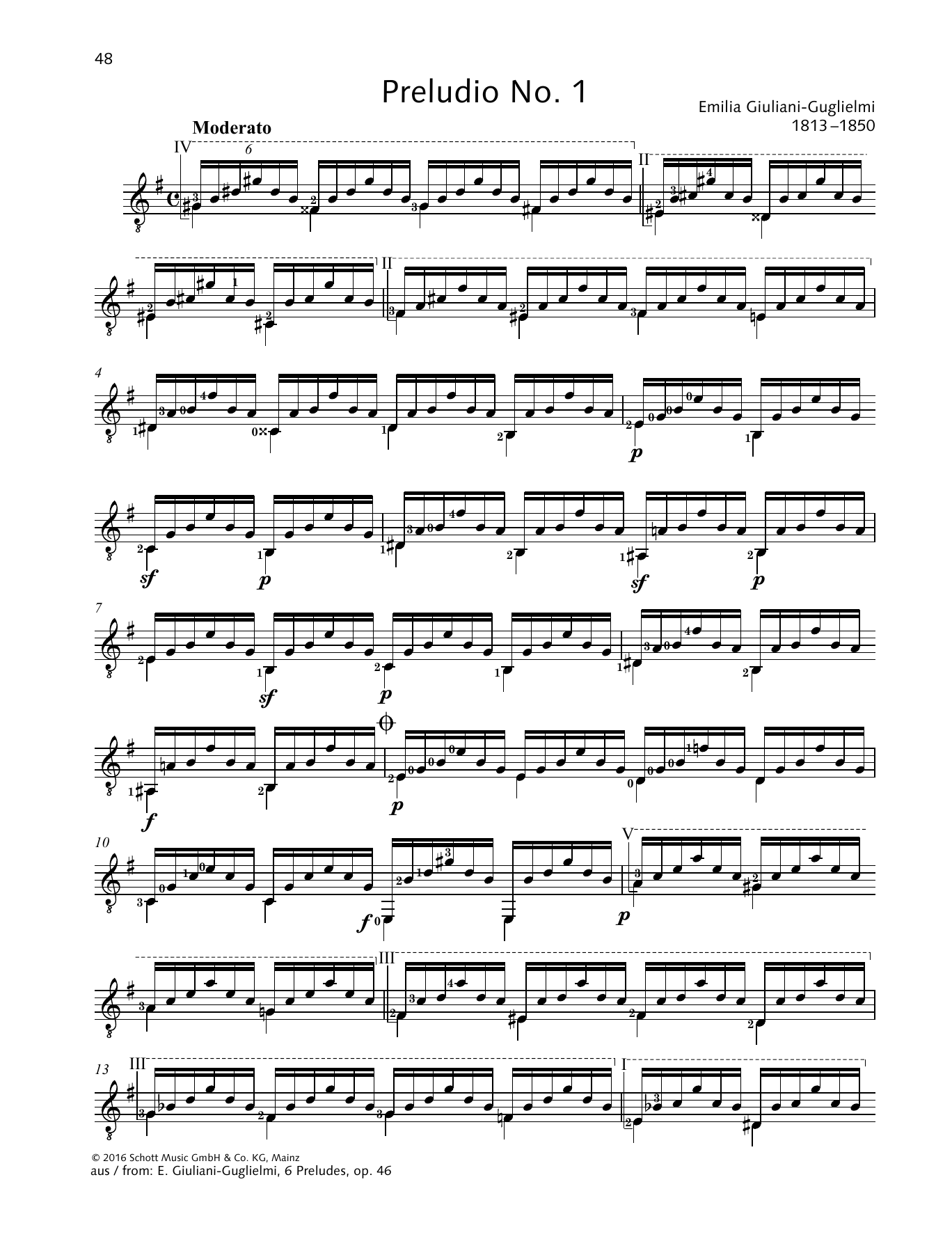 Download Emilia Giuliani Preludio No. 1 Sheet Music and learn how to play Solo Guitar PDF digital score in minutes