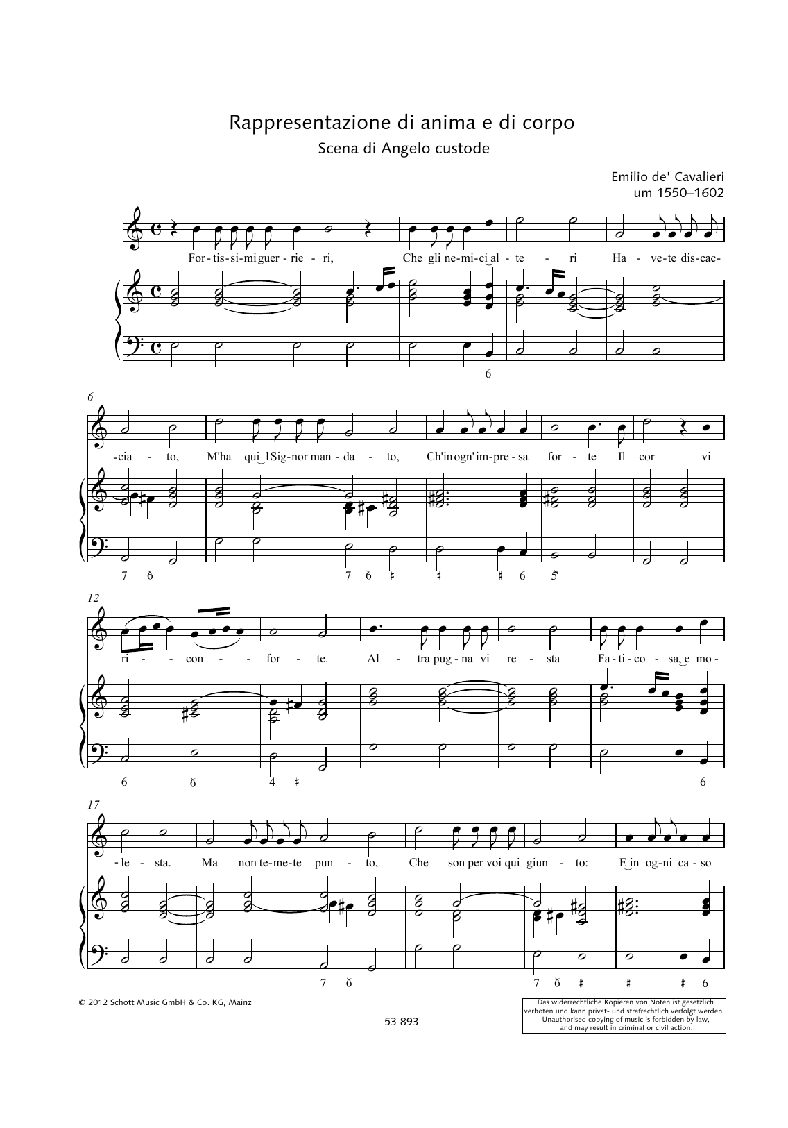 Download Emilio de Cavalieri Fortissimi guerrieri Sheet Music and learn how to play Piano & Vocal PDF digital score in minutes