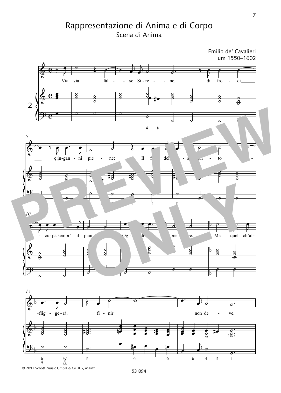 Download Emilio de Cavalieri Via via false Sirene Sheet Music and learn how to play Piano & Vocal PDF digital score in minutes