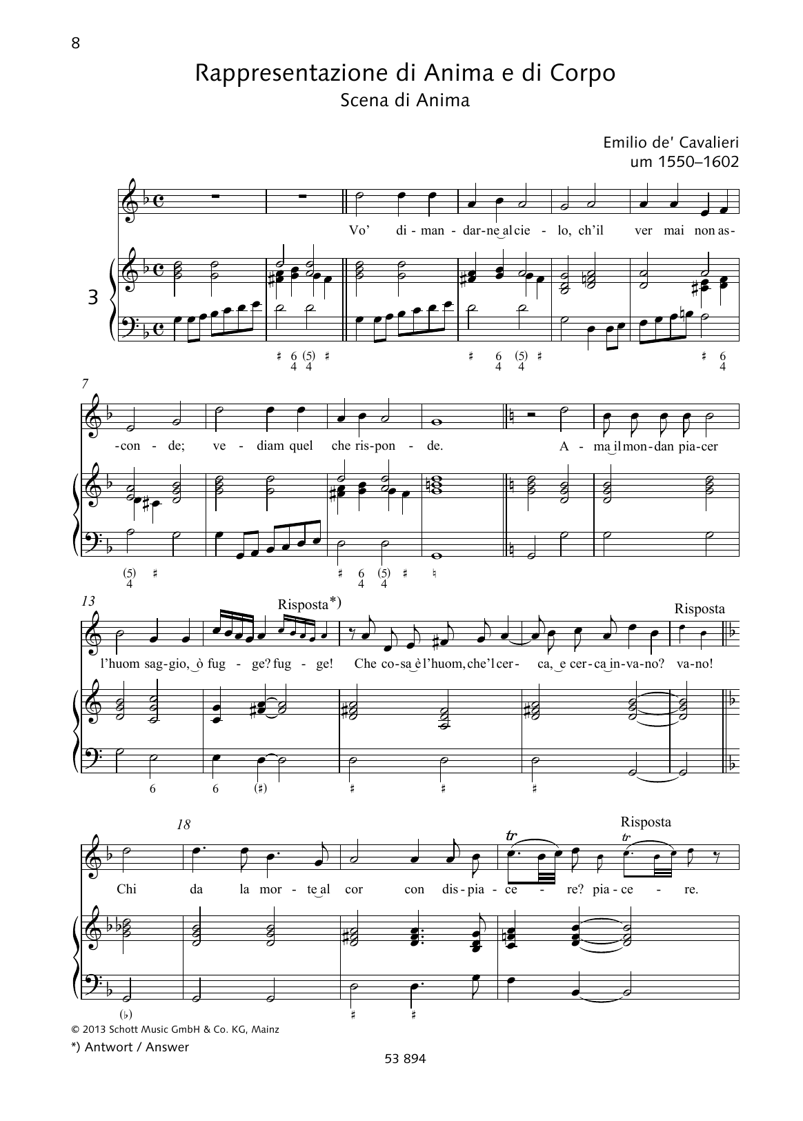 Download Emilio de Cavalieri Vo' dimandarne al cielo Sheet Music and learn how to play Piano & Vocal PDF digital score in minutes