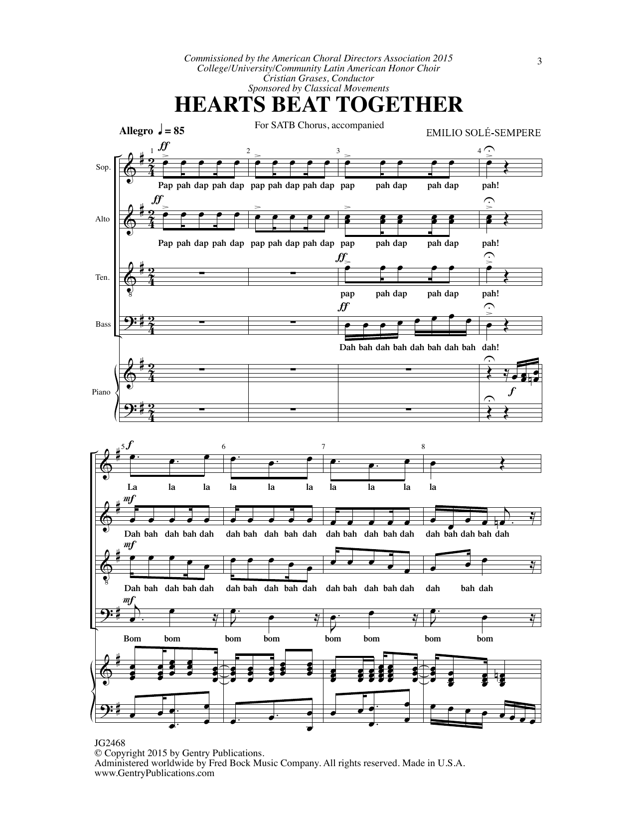 Download Emilio Sole-Sempere Hearts Beat Together Sheet Music and learn how to play SATB Choir PDF digital score in minutes