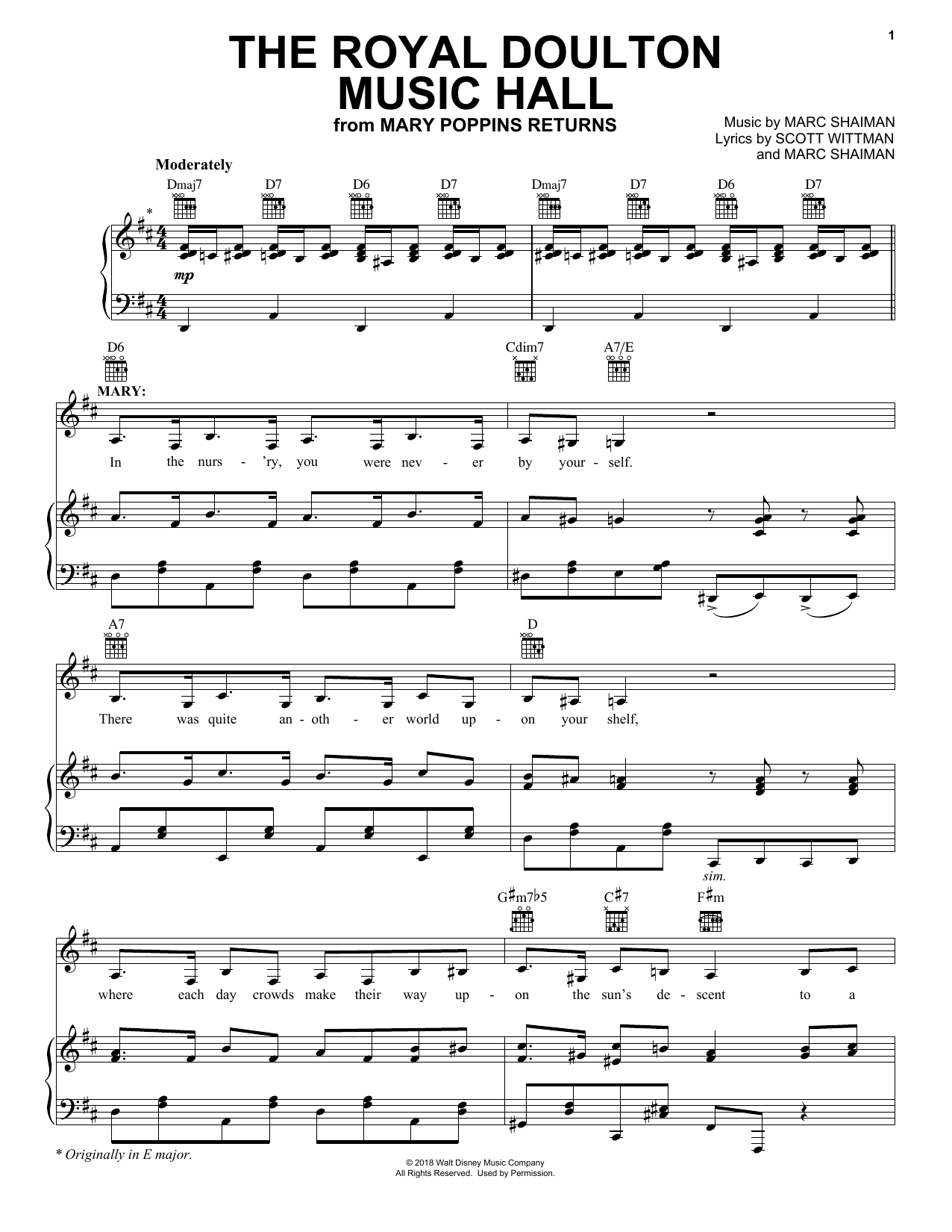 Download Emily Blunt & Lin-Manuel Miranda The Royal Doulton Music Hall (from Mary Poppins Returns) Sheet Music and learn how to play Ukulele PDF digital score in minutes